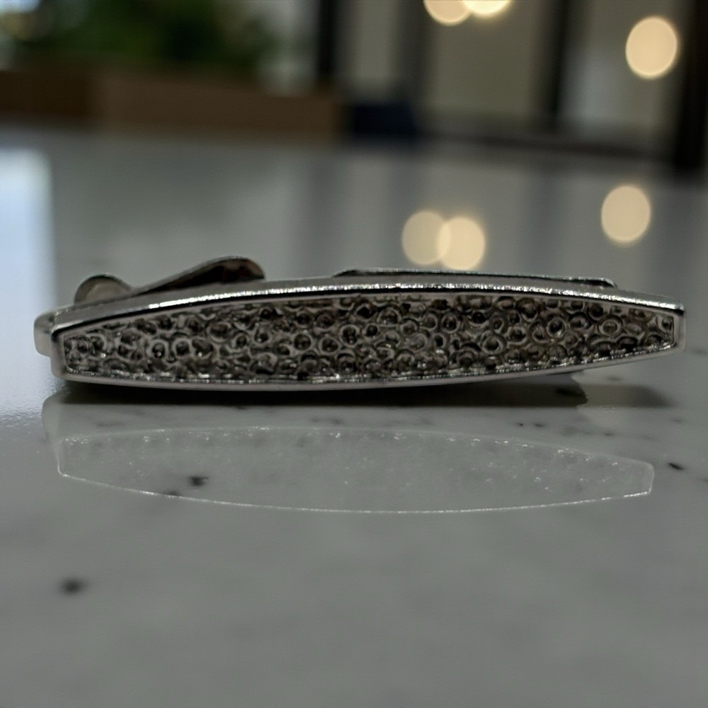Swank Tie Clip Bar‎ Silver Tone Vintage Textured Men's Formal Accessory Wedding
